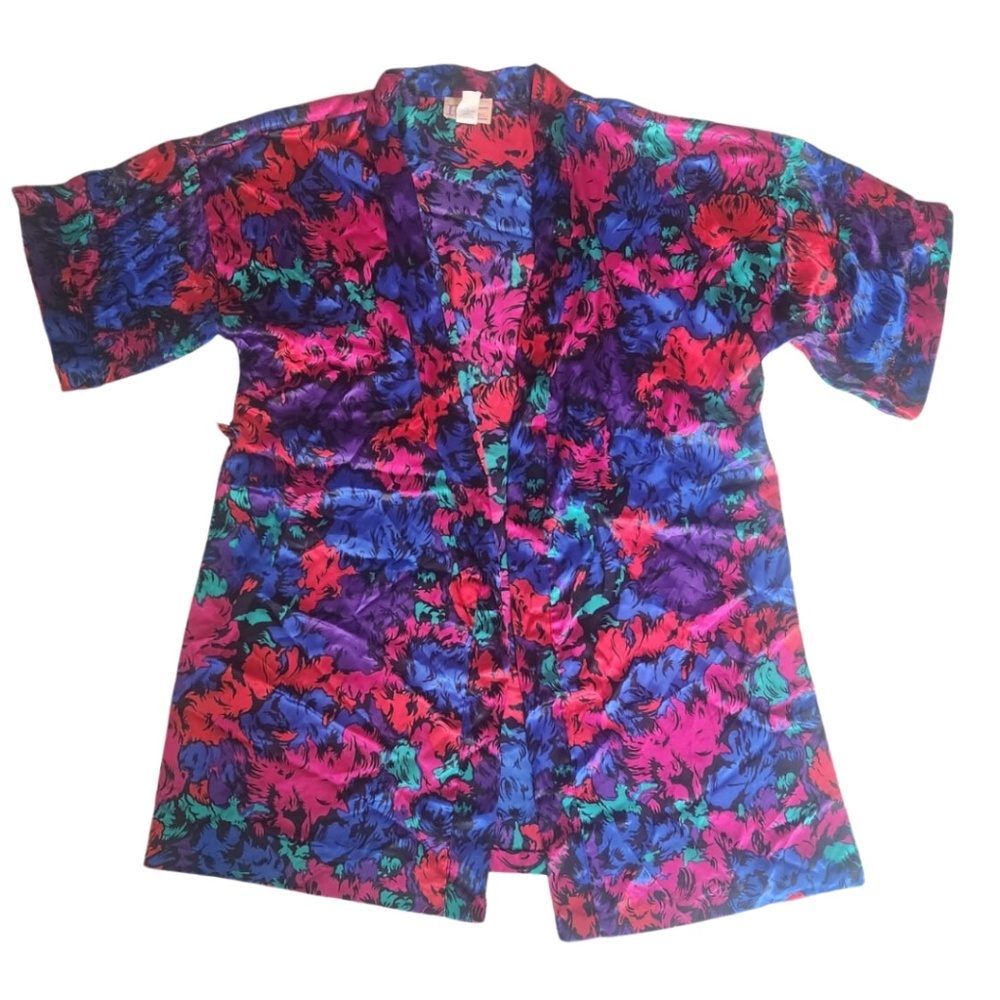 Vintage 80s 90s Monsoon Soft Body Wrap Robe Size L